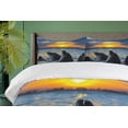 thumbnail image 4 of Ambesonne Animal Duvet Cover Sets, Bottle Nosed Dolphins, 2-Queen, Blue Grey Orange, 4 of 7