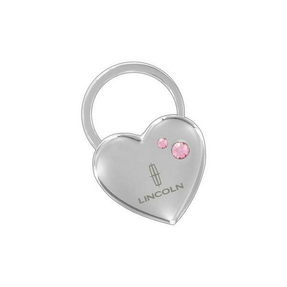Lincoln Heart Shape Keychain 2 Pink Crystals Key Chain