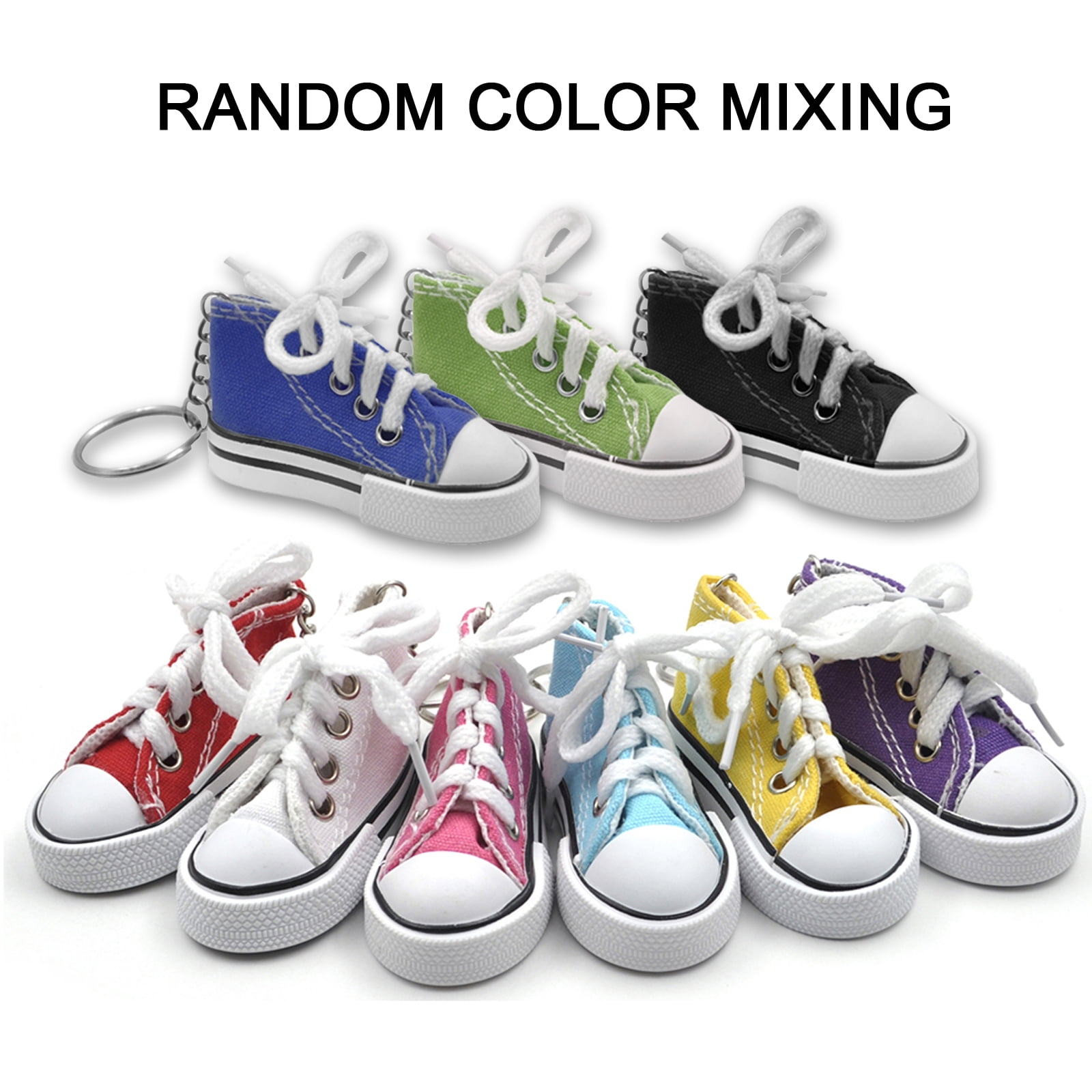 Aspire 24 Pack Colorful Canvas Sneaker Keychains, Novelty Shoes Key Ring, Party Favors