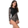 thumbnail image 5 of IBTOM CASTLE Women's One Piece Rash Guard Swimsuit UV Protection Floral Printed Surfing Zipper Swimwear Bathing Suit Beachwear S Black + Leopard, 5 of 7