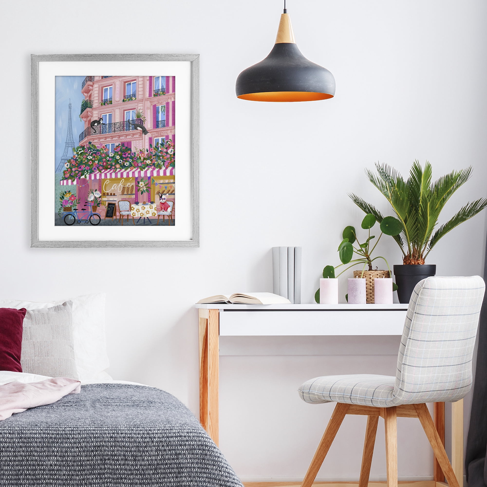 Stupell Industries Cats on Cafe Balcony Gray Framed Print Under Glass, design by Arrolynn Weiderhold
