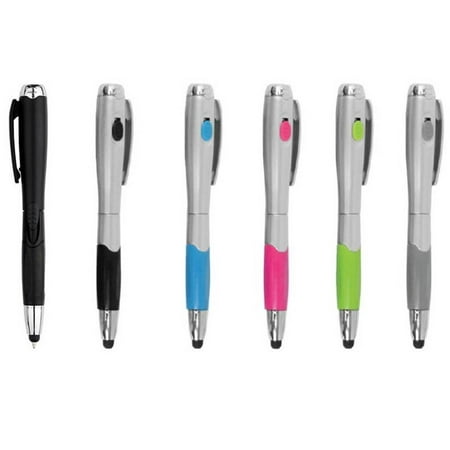 Stylus Pen [6 Pcs], 3-in-1 Universal Touch Screen Stylus + Ballpoint Pen + LED Flashlight For Smartphones Tablets iPad iPhone Samsung