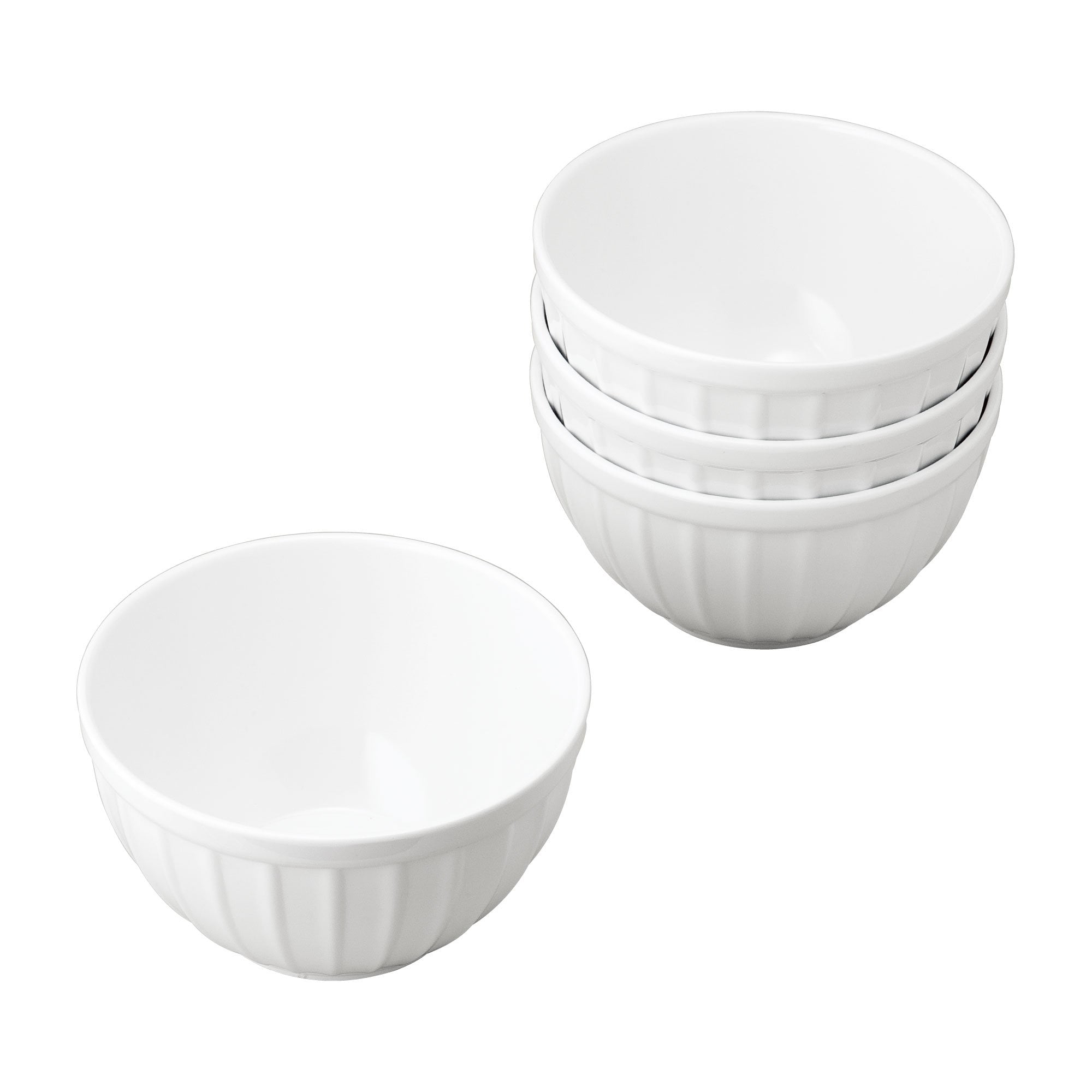 Gourmet Art 4Piece Ribbed Melamine Ice Cream Bowl, White