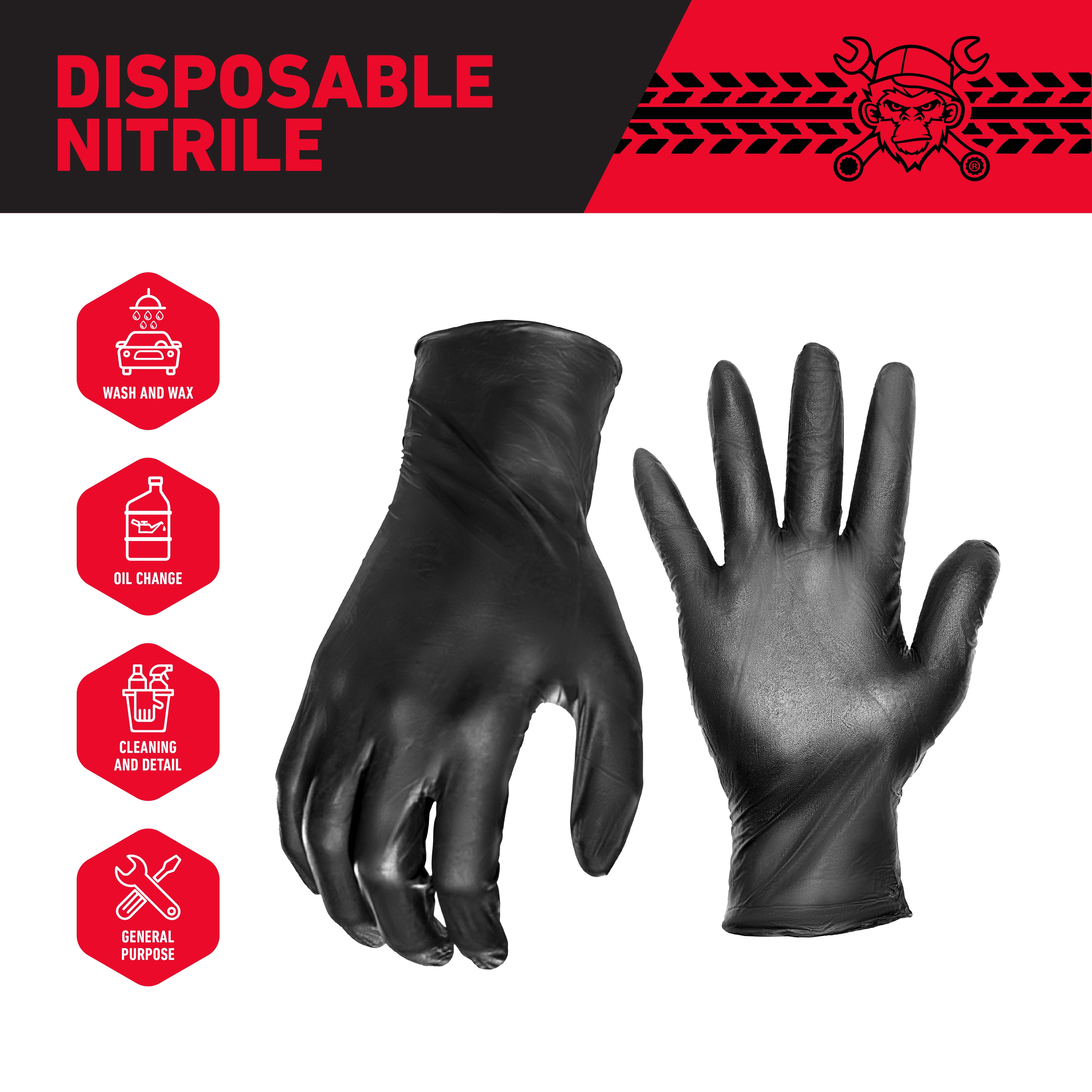 (2 pack) Grease Monkey Disposable Nitrile Gloves, Black, Latex Free, Large, 20 Count