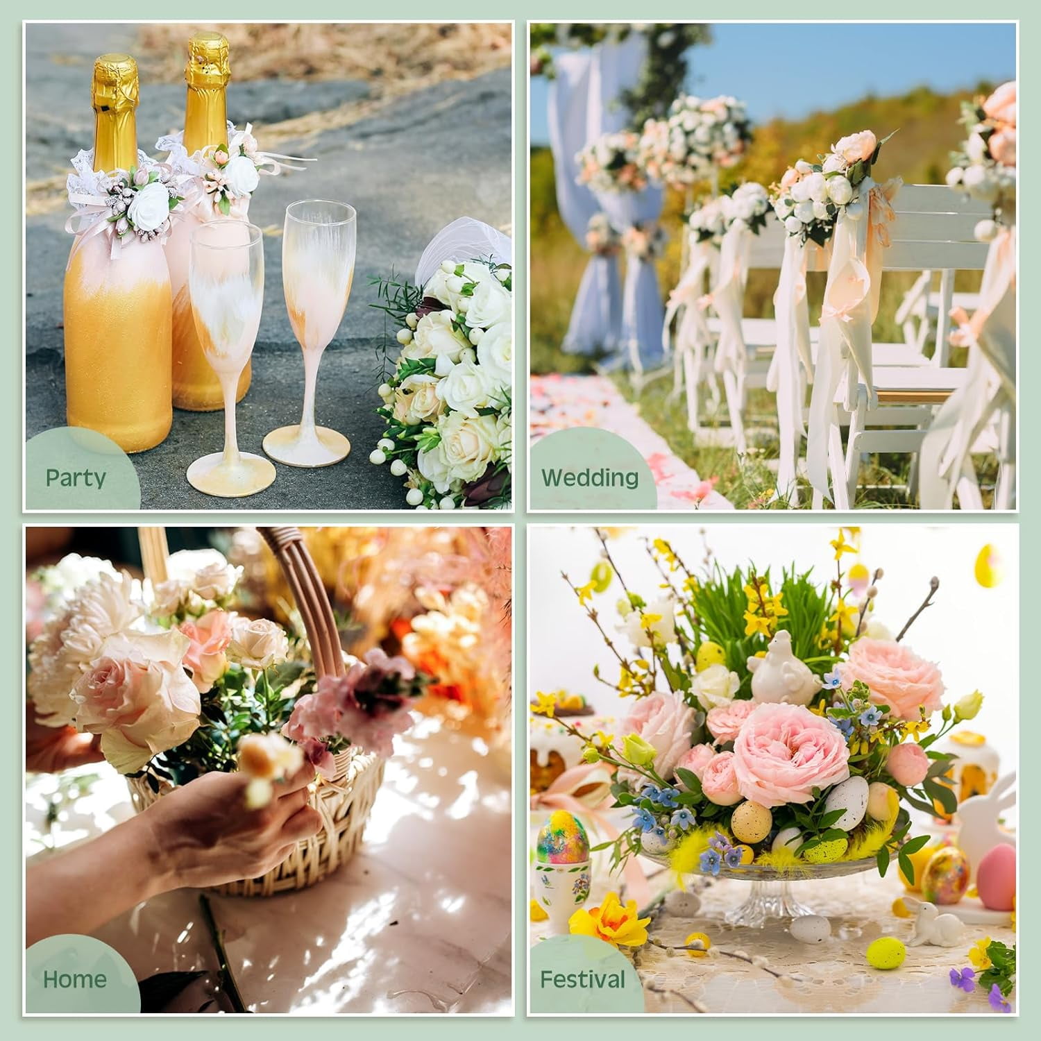 ABPETE 36 Pcs Mini Floral Foam Holder Round Floral Foam with Green Arrangement Wire Arrangement Supplies for Table Wedding Wine Bottle Decor