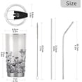thumbnail image 3 of SKYSONIC Black & White Wild Flower Pattern 20 oz Stainless Steel Insulated Mug, Double Vacuum Insulated Travel Mug with Lid and Straw, 3 of 7