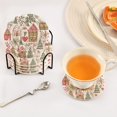 thumbnail image 3 of Yayeee 6 PCS Drink Coasters with Holder Set Woven Absorbent Round Tabletop Hot Pad, Brown Nordic Christmas House, 3 of 7