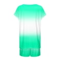 thumbnail image 5 of Shorts Sets Women 2 Piece Outfits Everyday Wear Stylish Short Sleeve Gradient Tshirt Active Drawstring Shorts Sporty Suit Summer Outfits For Women Green XL, 5 of 6