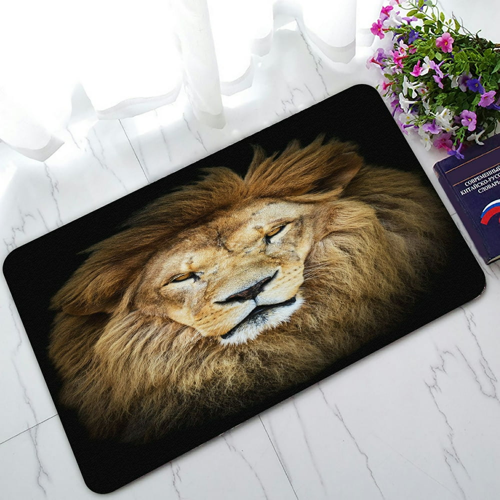 ABPHQTO Portrait Of Huge Beautiful Male African Lion Doormat Entrance