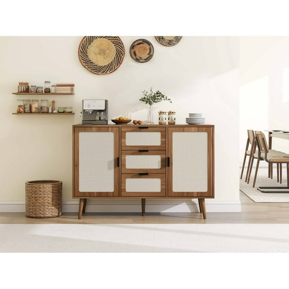 HOSAUNA 2 Door 3 Drawer Cabinet, Accent Storage Cabinet, Suitable for Living Room, Bedroom, Dining Room, Study