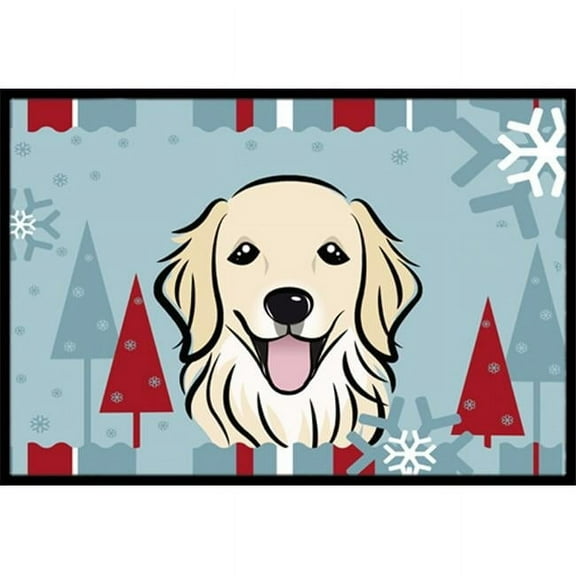Caroline's Treasures BB1701JMAT Winter Holiday Golden Retriever Door Mat, Indoor Rug or Outdoor Welcome Mat 24x36