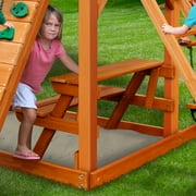 Gorilla Playsets Chateau Cedar Swing Set with Green Vinyl Canopy and Natural Cedar Posts