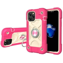 Protective Defender Case for iPhone 11 Pro Max 6.5" 2019, Allytech Drop Protection Car Mount Ring Kickstand Hard PC and Silicone Shockproof Cover with Tempered Glass Screen Protector[1 PCS], Hot Pink