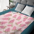 thumbnail image 3 of Pink Strawberry Flannel Blanket, All Season Soft Cozy Plush Bed Throw fit Bedroom Living Room Sofa Couch Bedding Office Cinema Farmhouse Beach Yoga Travel 50"x60" for Teens, 3 of 6