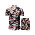 thumbnail image 3 of xiaxaixu Men Beach Outfits Printed Lapel Button Down Shirt + Drawstring Shorts, 3 of 4