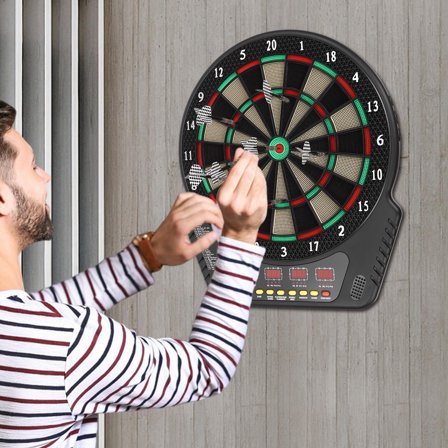 Electronic Dart Board with 27 Game Modes, 16 Players, LED Display & Voice Prompts - Safe Soft Tip Darts, Wall-Mounted, Ideal for Family & Friends