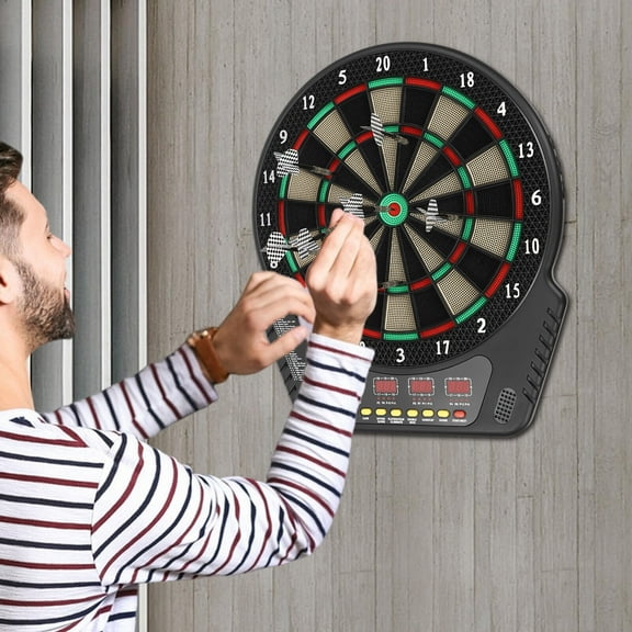 Electronic Dart Board with 27 Game Modes, 16 Players, LED Display & Voice Prompts - Safe Soft Tip Darts, Wall-Mounted, Ideal for Family & Friends