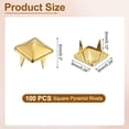 thumbnail image 2 of Uxcell 100 Pcs Remaches de pirámide cuadrada de 6 mm, picos metálicos de cuatro garras, remaches decorativos para cuero, ropa, zapatos, chaquetas, manualidades DIY, jeans, bolsas, dorado, 2 of 6