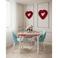 thumbnail image 2 of Valentine''s Round Table Covers with Elastic Red Check Love Heart Waterproof Fitted Tablecloth Wipable Table Cover Fits Up to 45-54In Tables, Roses Eucalyptus on Linen Table Cloth for Outdoor/Indoor, 2 of 4