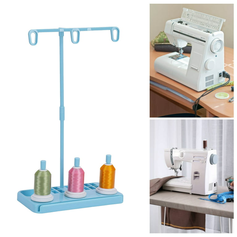 Hesroicy Thread Holder Portable Practical Reusable Strong Sturdy Wear  Resistant Simple Operation Sewing Machine 3-spool Embroidery Thread Stand  Home Use 