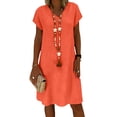 thumbnail image 7 of CIENVNSTG Summer Sleeveless V-Neck Beachwear Solid Oversized Dress Female Fashion Elegant Maxi Dress Saffron 2XL, 7 of 7