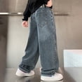 thumbnail image 6 of CPNG Boy's Thermal Fleece Lined Jeans Teen Boys Elastic Waist Straight Leg Button Front Zipper Denim Pants(Blue,9-10 Years), 6 of 7