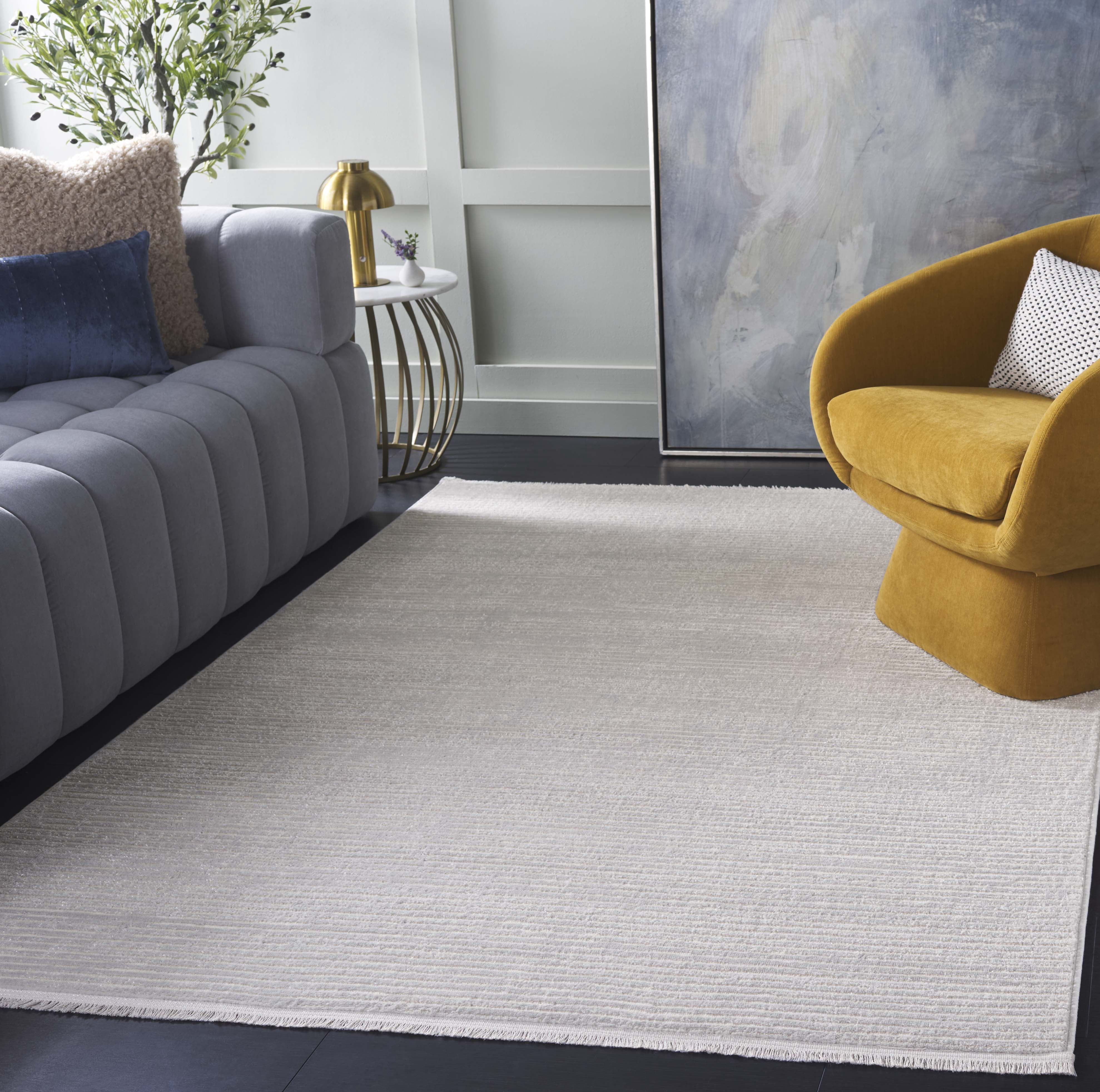 SAFAVIEH Whisper Zoe Solid Area Rug, Grey/Ivory, 9' x 12'