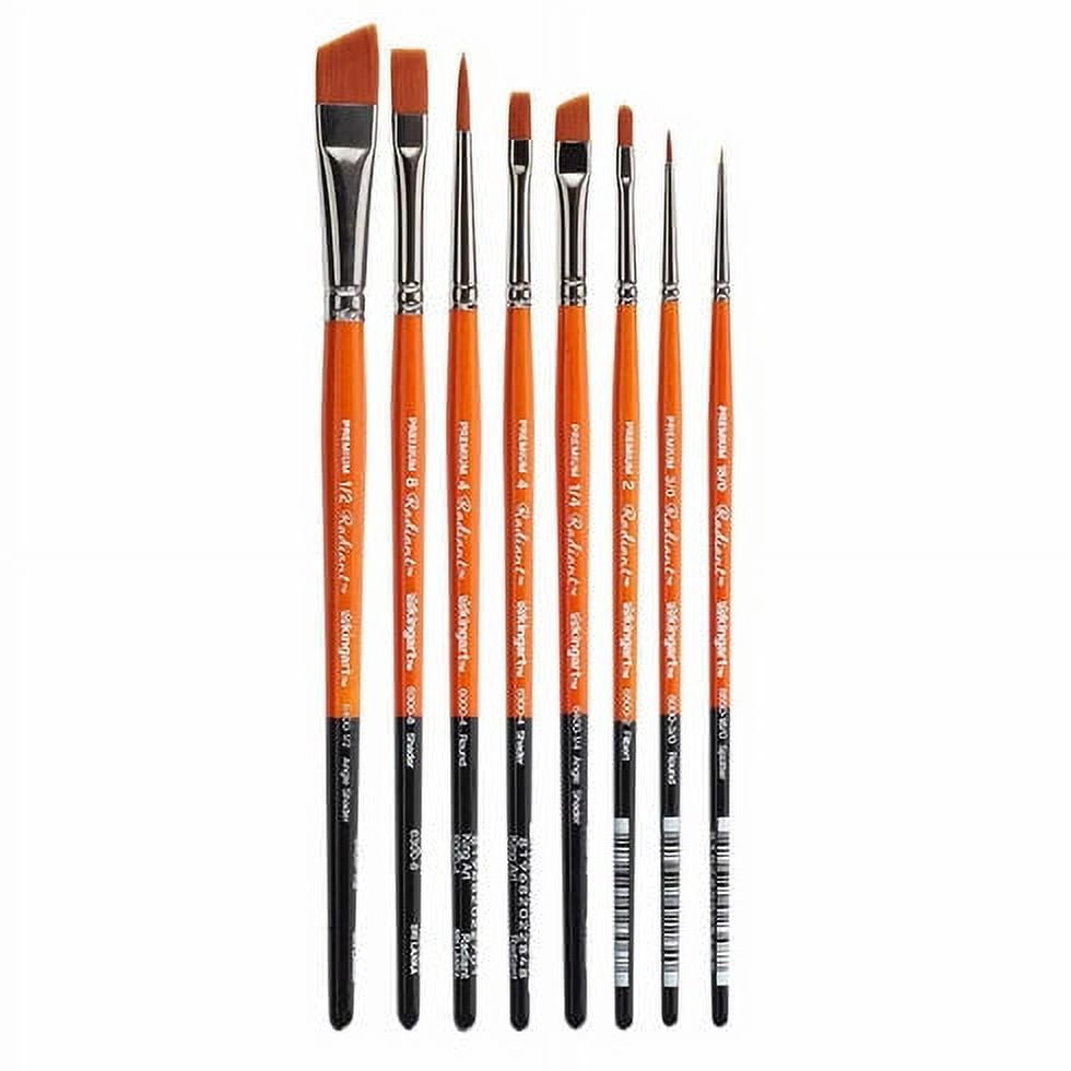 Kingart, Radiant Taklon Orange Brushes, Set of 8, for All Ages
