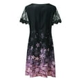 thumbnail image 4 of Sundresses for Women Casual Summer Floral Lace Short Sleeve Tunic Dress Scalloped V-Neck Loose Beach Mini Dresses, 4 of 6