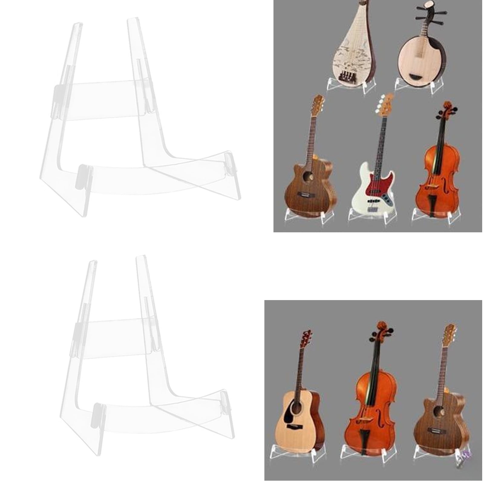 FEAMOS Acrylic Guitar Stand, Folding Guitar Ukulele Stand, String Instrument Stand L-Frame Classical Guitar Stand Ukulele Shelf