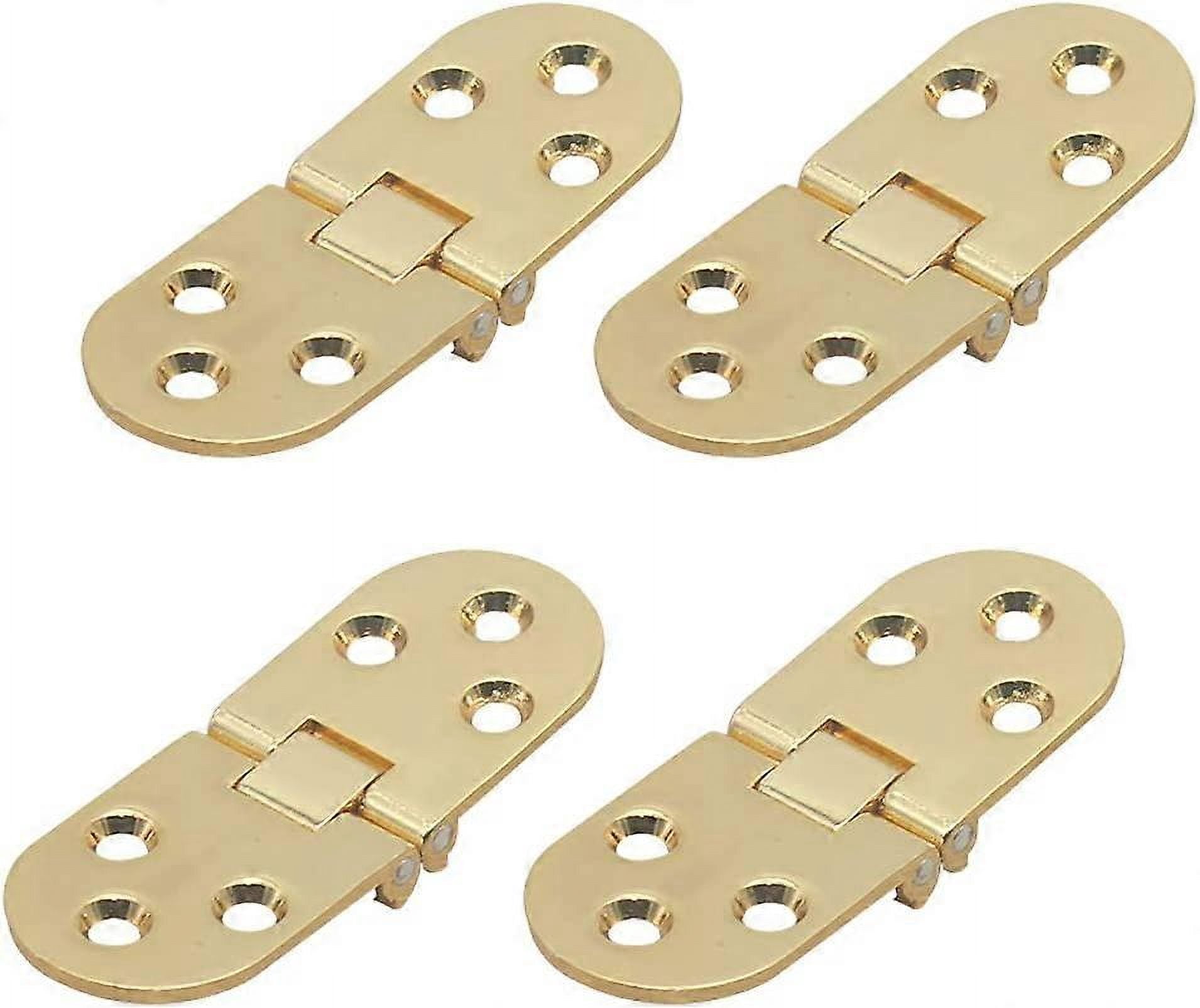 4Pcs Folding Table Hinges,Zinc Metal Round Edge Sewing Machine Furniture Flip Shelf Hinge(Gold)