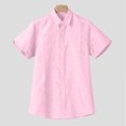 thumbnail image 5 of ZCFZJW Men's Casual Summer Button Down Linen Shirts Regular Fit Short Sleeve Cotton Beach Tops with Pocket Trendy Solid Color Hawaiian Shirts Leisure T-Shirts Pink XXXL, 5 of 6