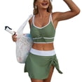 thumbnail image 6 of GEWSEY High Waisted Sporty Bikini Sets for Women Ruched Lace Up Bikini Tops & Swim Skirts 2 Piece Bathing Suits Swimsuit (Army Green, XXL), 6 of 7