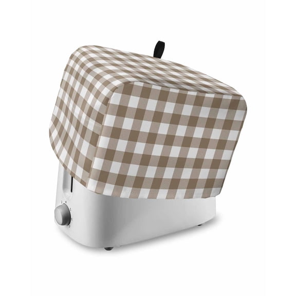 Toaster Cover 4 Slice Light Brown Buffalo Check Plaid Toaster Oven Cover with Pockets Farmhouse Style Dustproof Bakeware Protector Small Kitchen Appliance Dust Covers and Fingerprint Protection
