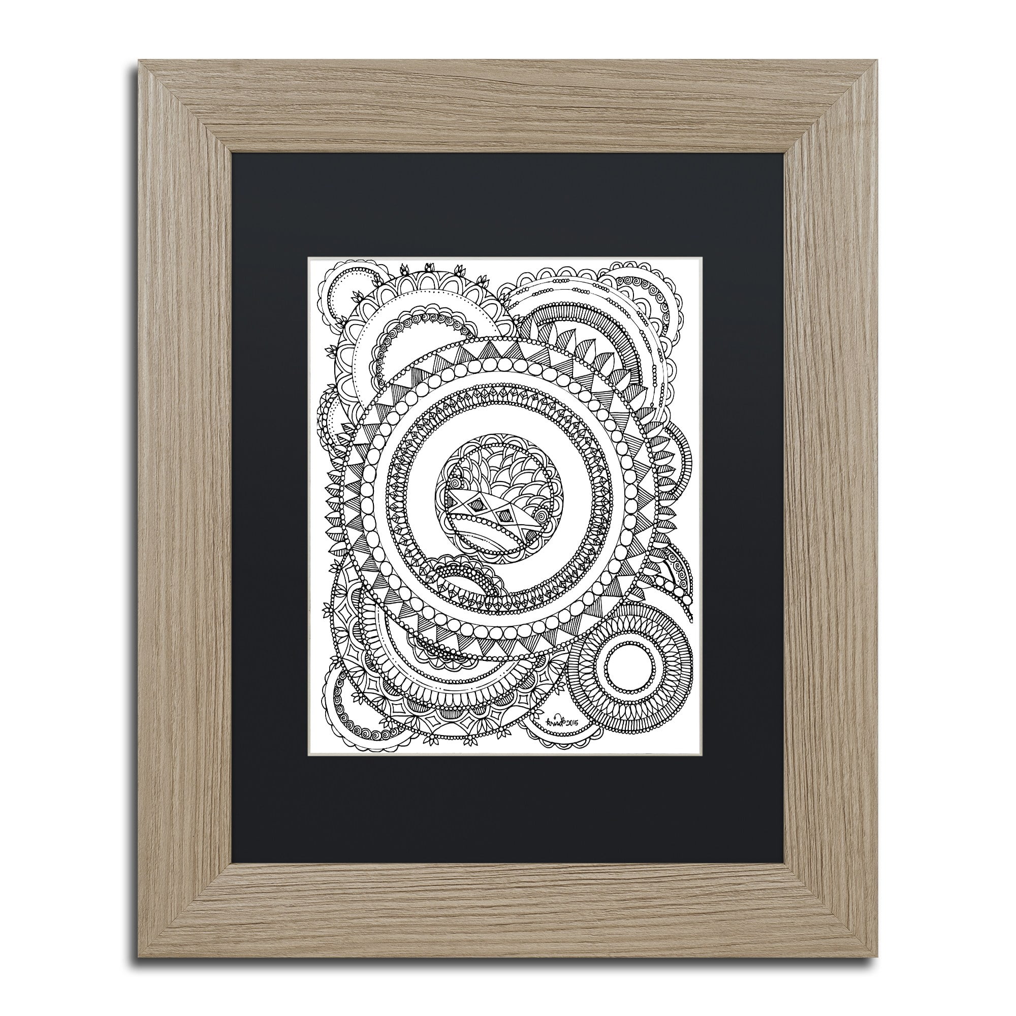 Trademark Fine Art "Circles 1" Canvas Art by KCDoodleArt Black Matte, Birch Frame