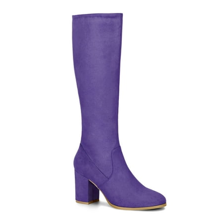 

Allegra K Women s Round Toe Block Heel Knee High Boots