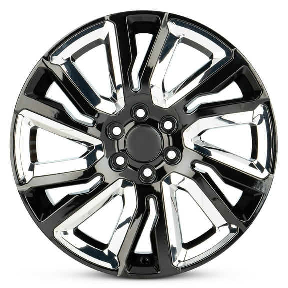 For 2014-2021 GMC Sierra 1500 22 Inch Chrome Inserts Black Rim - OE Direct Replacement - Road Ready Car Wheel