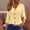 Yellow, variant on Fengqque Women Eyelet Hollow Three Quarter Sleeve Top V Neck Buttons Tie Cuff Slim Breathable Blouse Yellow XL