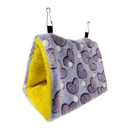 BMYJ Plush Flannel Bird Hut with Heart Print Alloy Buckle | Winter Warm Sleep Bed House for Parrots Lovebirds Finches | Soft Insulated Cage Shelter Against Cold