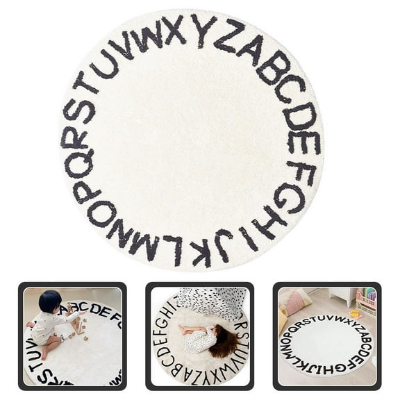 FRCOLOR  Letter Learning Nursery Rug Alphabet Carpet Round Area Floor Decoration Child