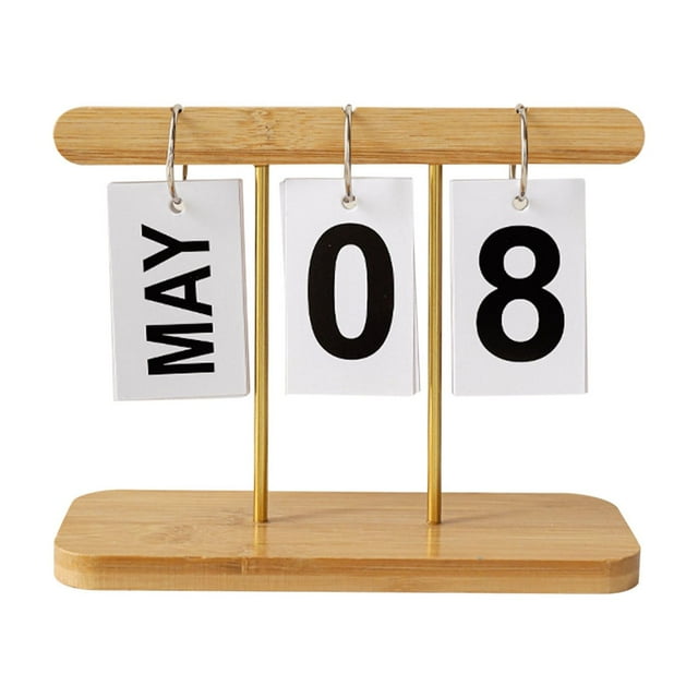 Wooden Perpetual Desk Calendar Flip Calender For Desk Office Decor Creative Month Date Display For Women Home Office Desktop Accessories Photo Props
