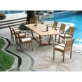 thumbnail image 4 of Teak Dining Set:10 Seater 11 Pc - Large 117" Mas Rectangle Table(Trestle Leg) and 10 Stacking Leveb Arm Chairs Outdoor Patio Grade-A Teak Wood WholesaleTeak #WMDSLVf, 4 of 4