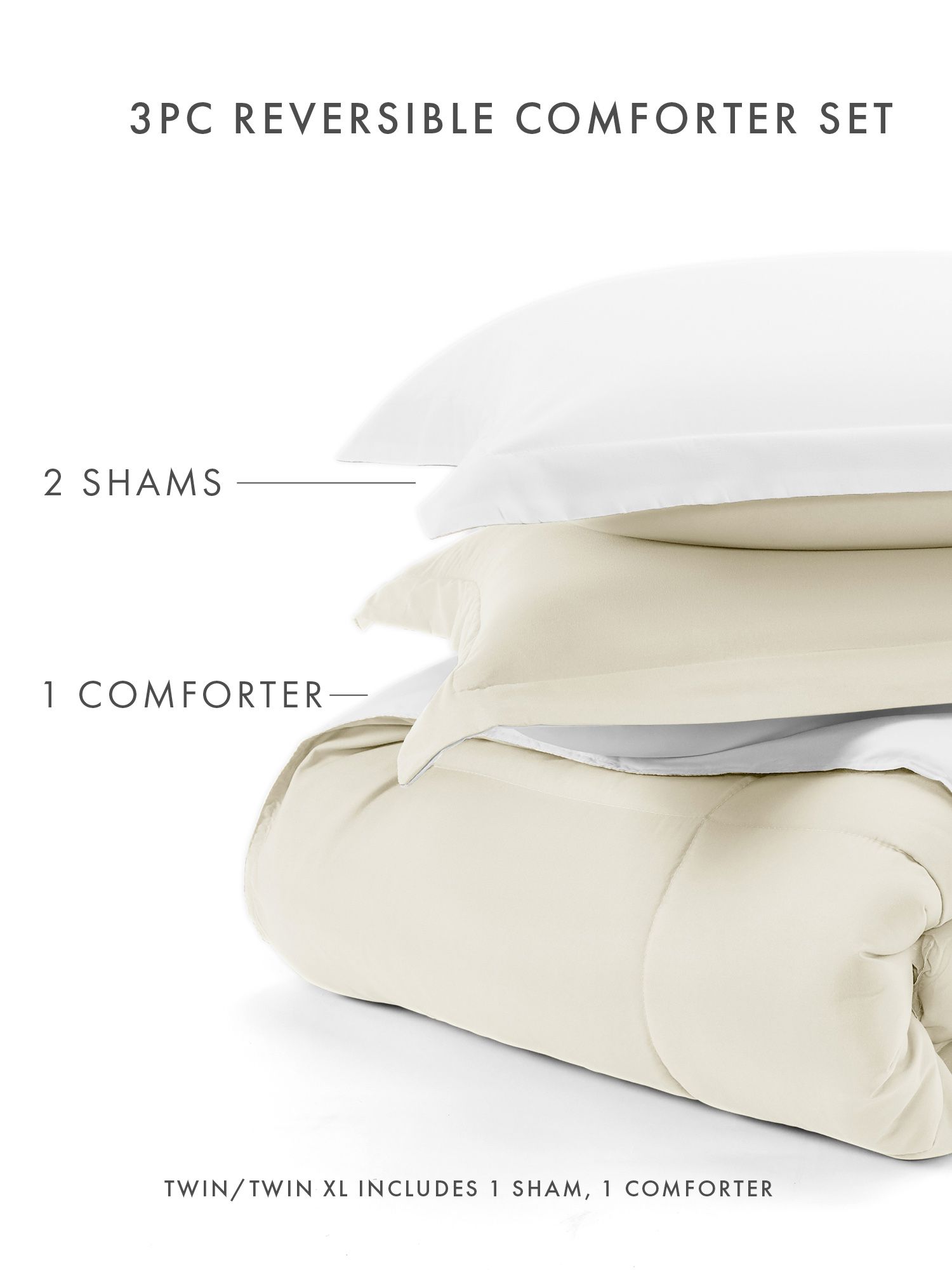 Comfort Canopy - Reversible White/Ivory Lightweight All Season Down-Alternative Comforter for Twin Size Beds