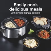 Proctor Silex 6 Qt Slow Cooker, Double Dish, Nonstick Aluminum Crock with Removable Pot, Stainless Steel