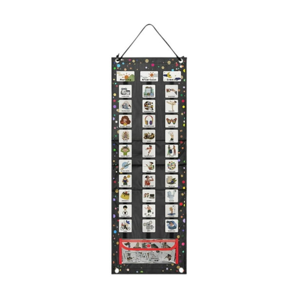 Horario visual para niños, materiales de aprendizaje, tablero de horario diario reutilizable, tabla de rutina de comportamiento plegable para niños