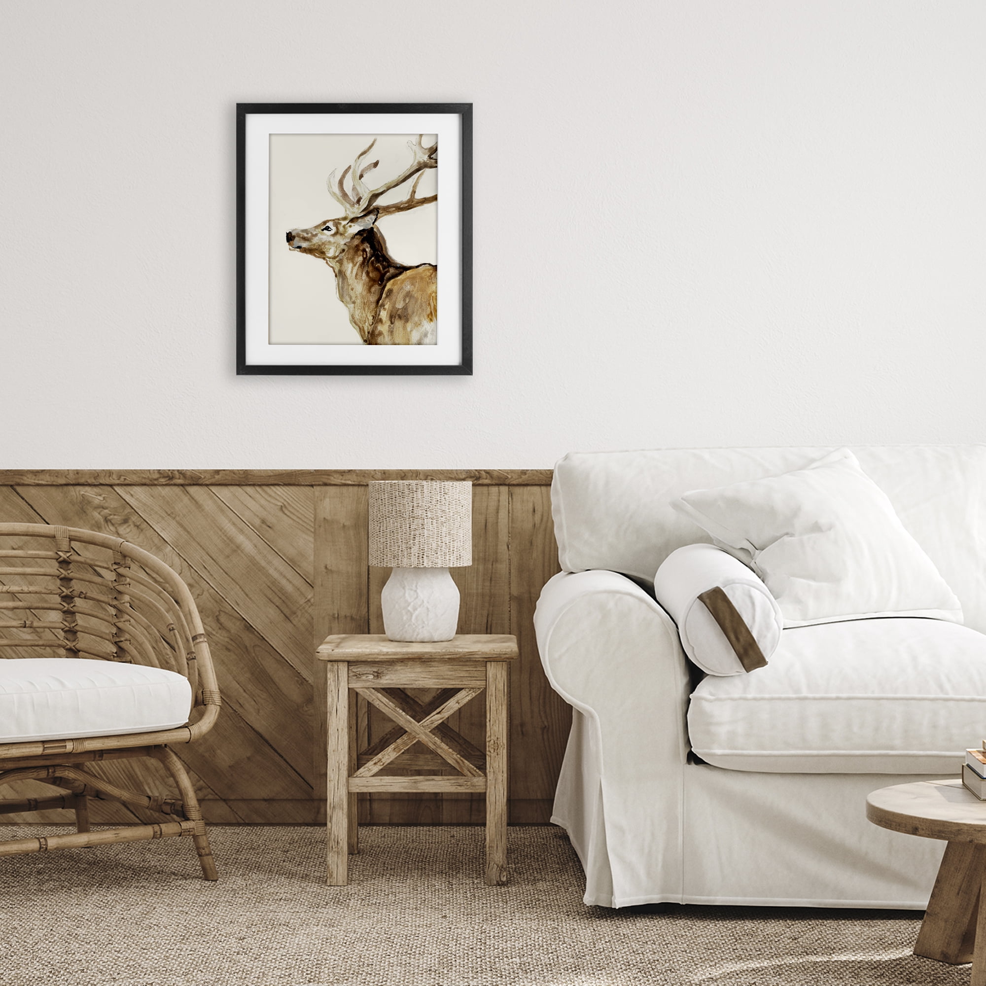 Stupell Industries Deer Portrait Profile View Black Framed Print Under Glass, design by Lorenzo Collective