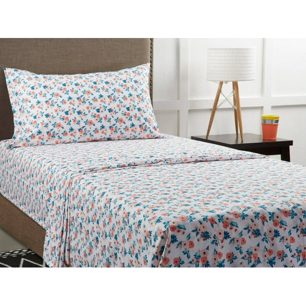 Mainstays 180 Thread Count Novelty Bedding Sheet Set, White, Twin XL