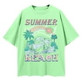 thumbnail image 4 of TrendOFT Oversized Graphic Tees for Women Hawaii Beach Floral Print Short Sleeve Shirts Casual Holiday Cute Summer Tops Light Green XXL, 4 of 4