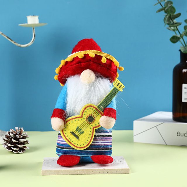 Adornos de enanos con instrumentos musicales de carnaval, muñeco de peluche sin rostro con instrumentos musicales de carnaval, sombrero de gnomo, valor excepcional