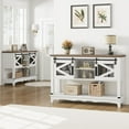 thumbnail image 2 of 46" Entryway Table with Sliding Barn Doors, Farmhouse Console Table with Storage, Rustic Sofa Table with Cabinet and Open Shelf, Console Table for Entryway, Living Room, Hallway, 2 of 7
